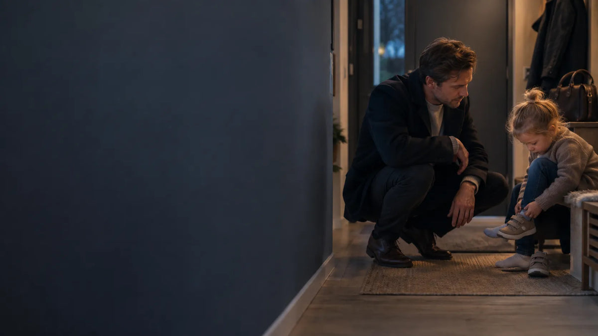 Father having a quiet moment alone after work and family responsibilities