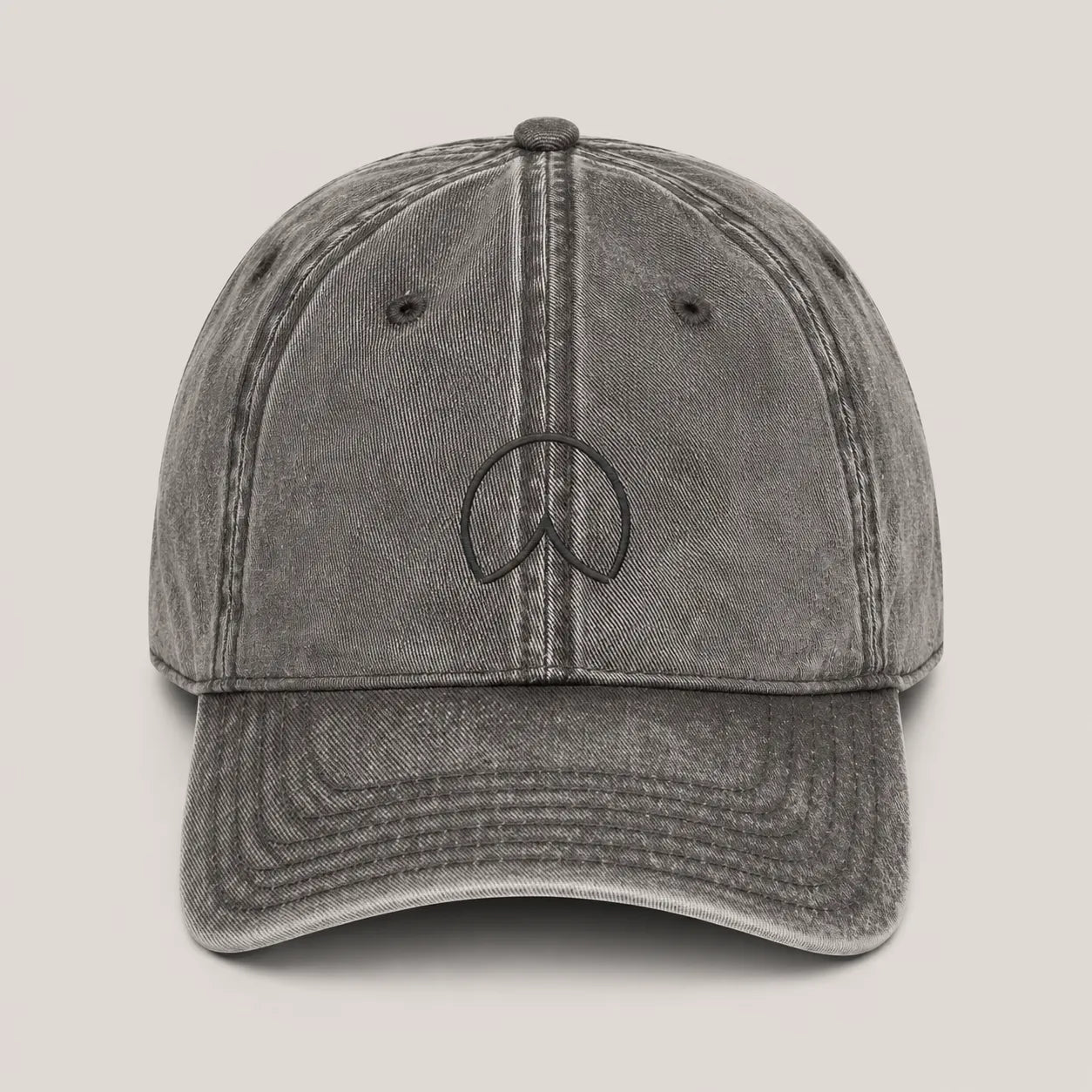 BRTLS Charcoal Grey Presence Vintage Cap front view with tonal embroidered signature mark