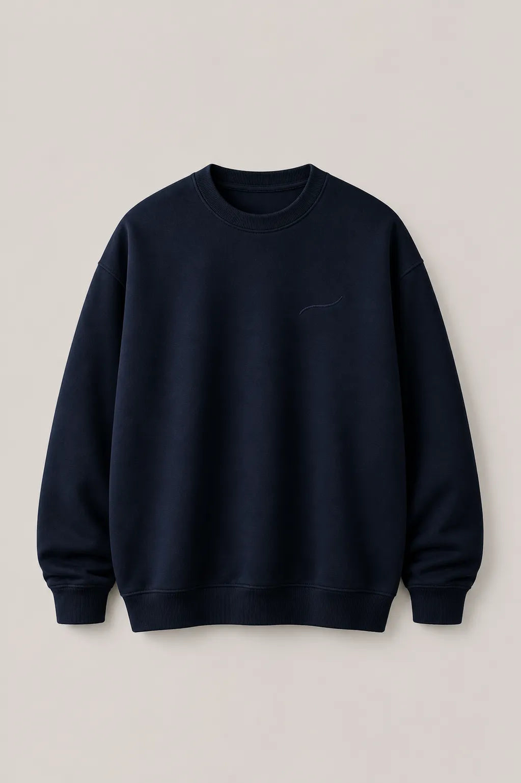 BRTLS Core Sweatshirt Navy product image showing minimalist design, heavyweight fleece construction and tonal signature embroidery.