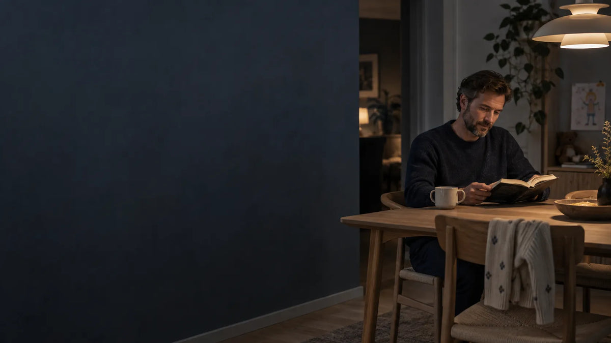 Tired father staying present with his child after a demanding working day