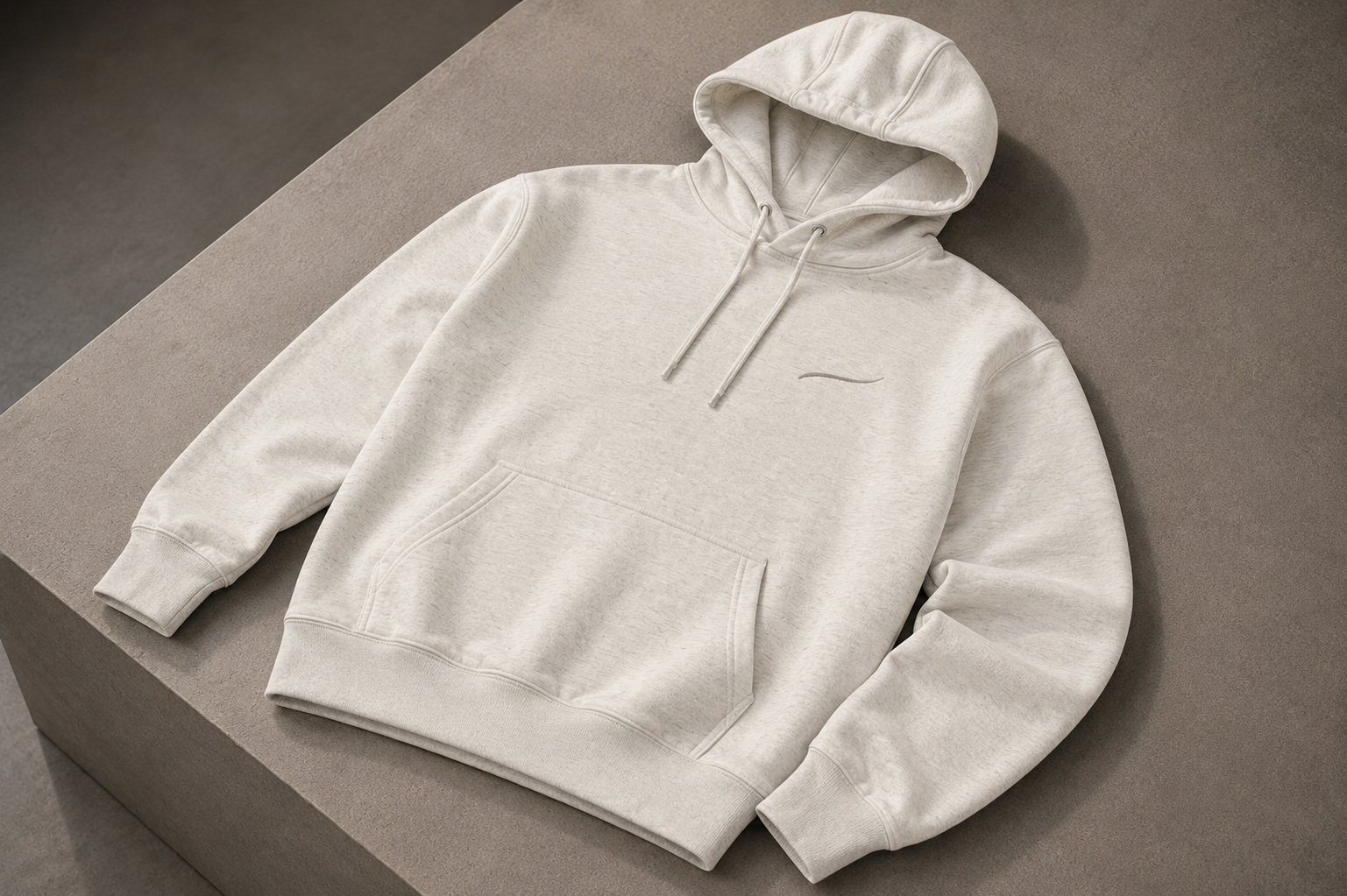 BRTLS Core Hoodie Bone crafted from heavyweight premium cotton with tonal embroidery and structured hood