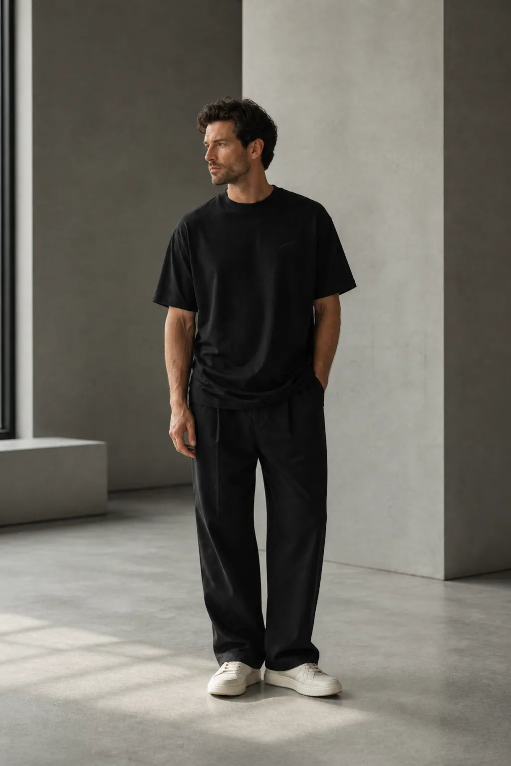 BRTLS Core Tee Black displaying the relaxed contemporary fit and clean silhouette designed for modern fathers.