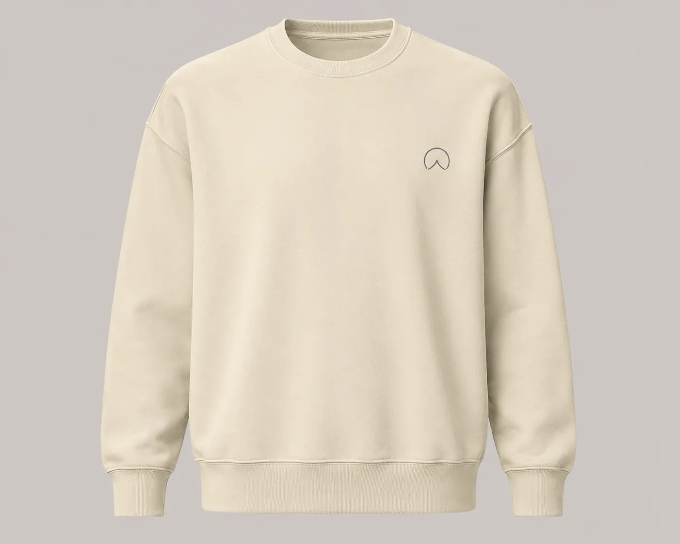 Front view of the BRTLS Own Your Presence sweatshirt in bone