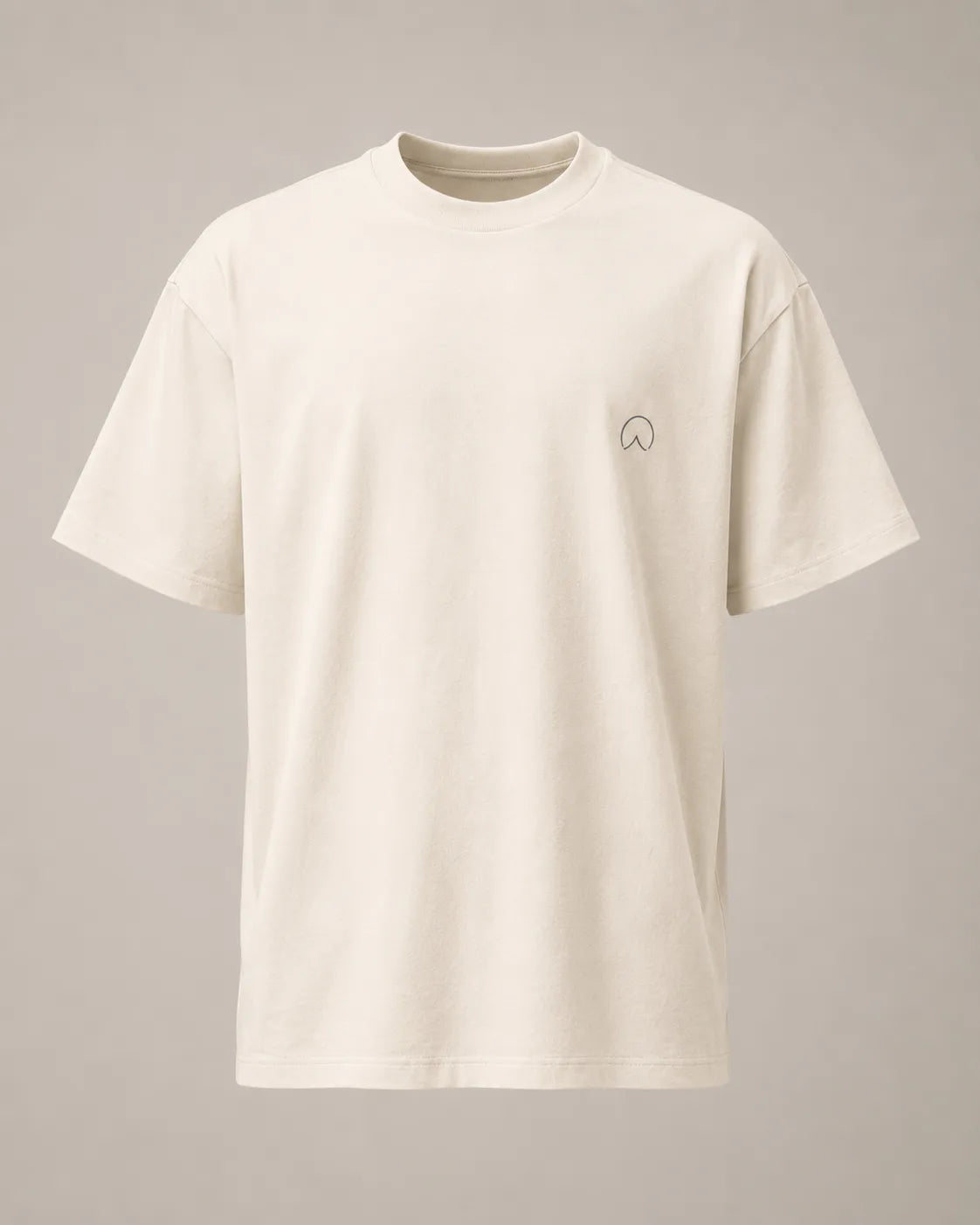 Front product image of the BRTLS Presence Refined Tee in Vintage White with minimalist chest embroidery and heavyweight premium cotton construction.