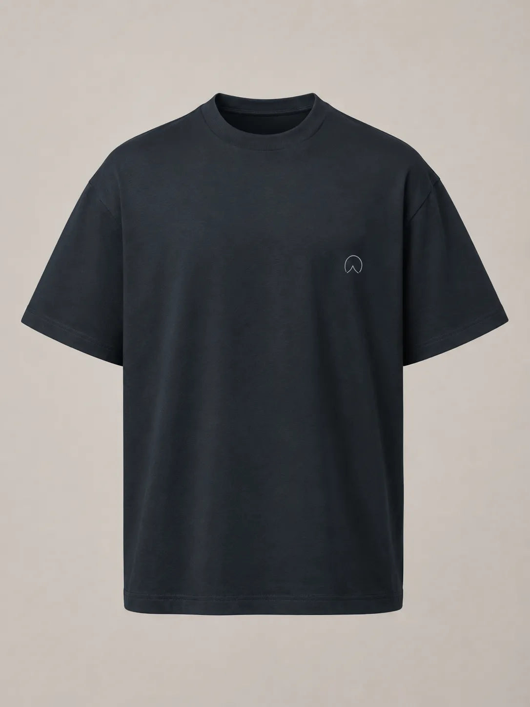 Front product image of the BRTLS Refined Presence Tee in Navy Blazer with minimalist chest detail and heavyweight oversized construction